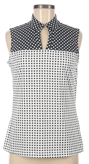 Tail Black & White Sleeveless Checked Polo Size M