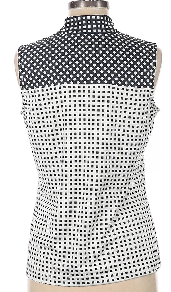 Tail Black & White Sleeveless Checked Polo Size M