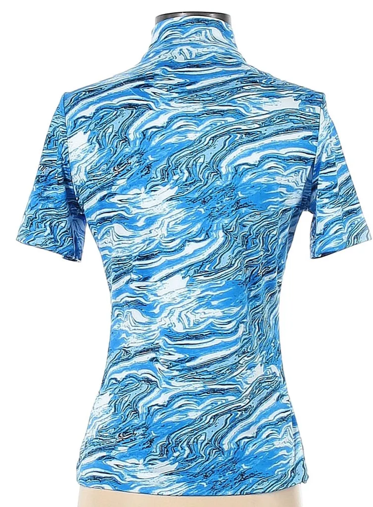Tail Blue Watercolor Patterned Short Sleeve Women's Golf Top Size XS MSP$90