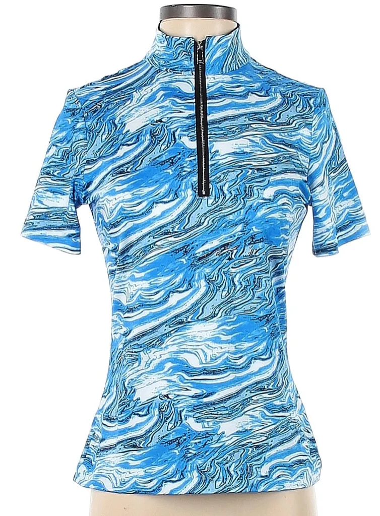 Tail Blue Watercolor Patterned Short Sleeve Women's Golf Top Size XS MSP$90