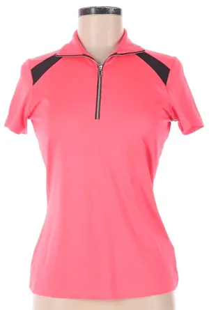Tail  Pink Zip Neck Polo with Black Accents Sze XS  MSP$83