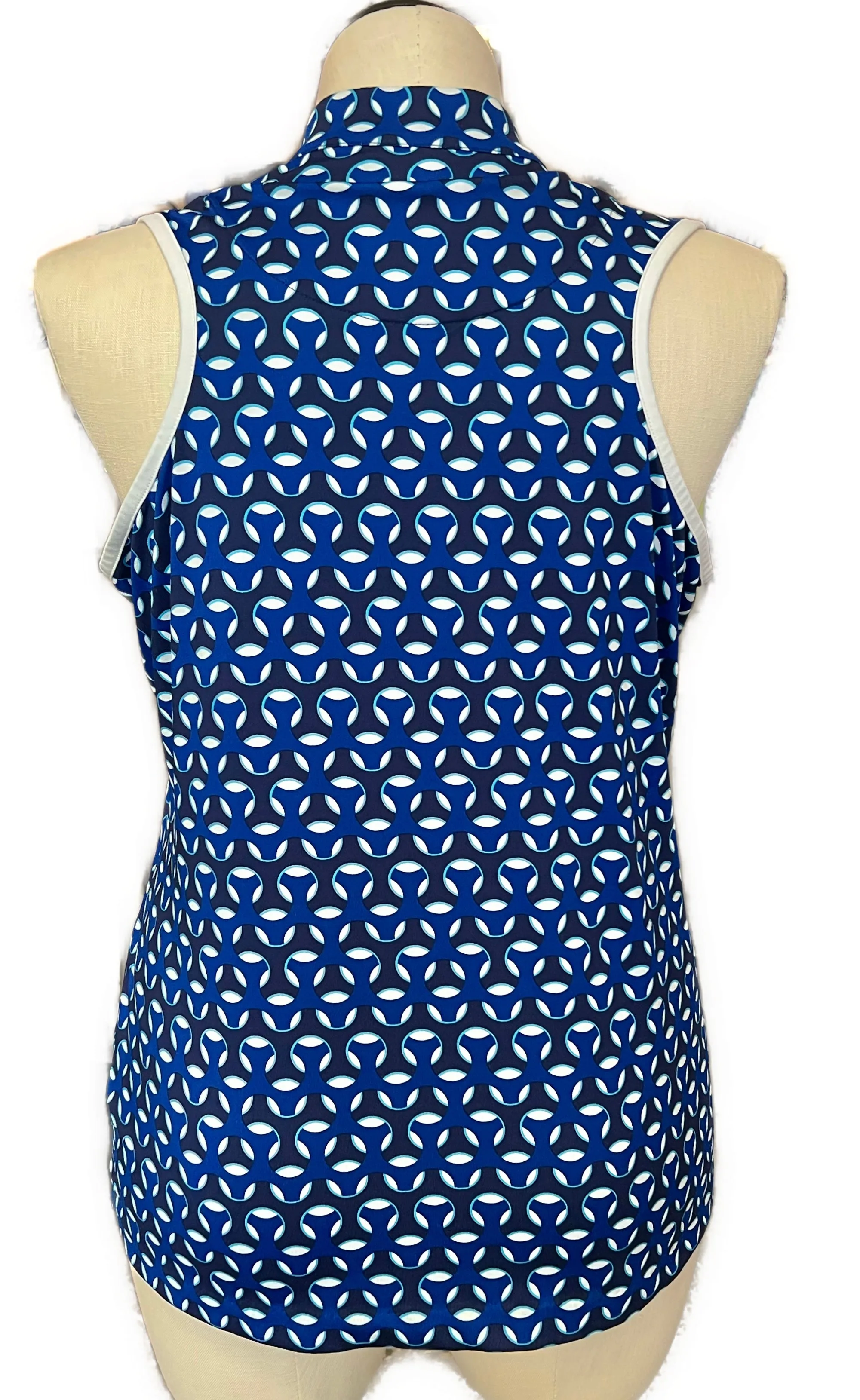 Tail Royal & Navy Geo Print Sleeveless Golf Top Size XL MSP$96