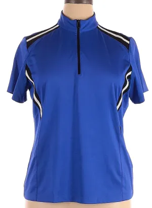 Tail Royal Blue Short Sleeve Top w/ Black & White Racing Stripes Size XL