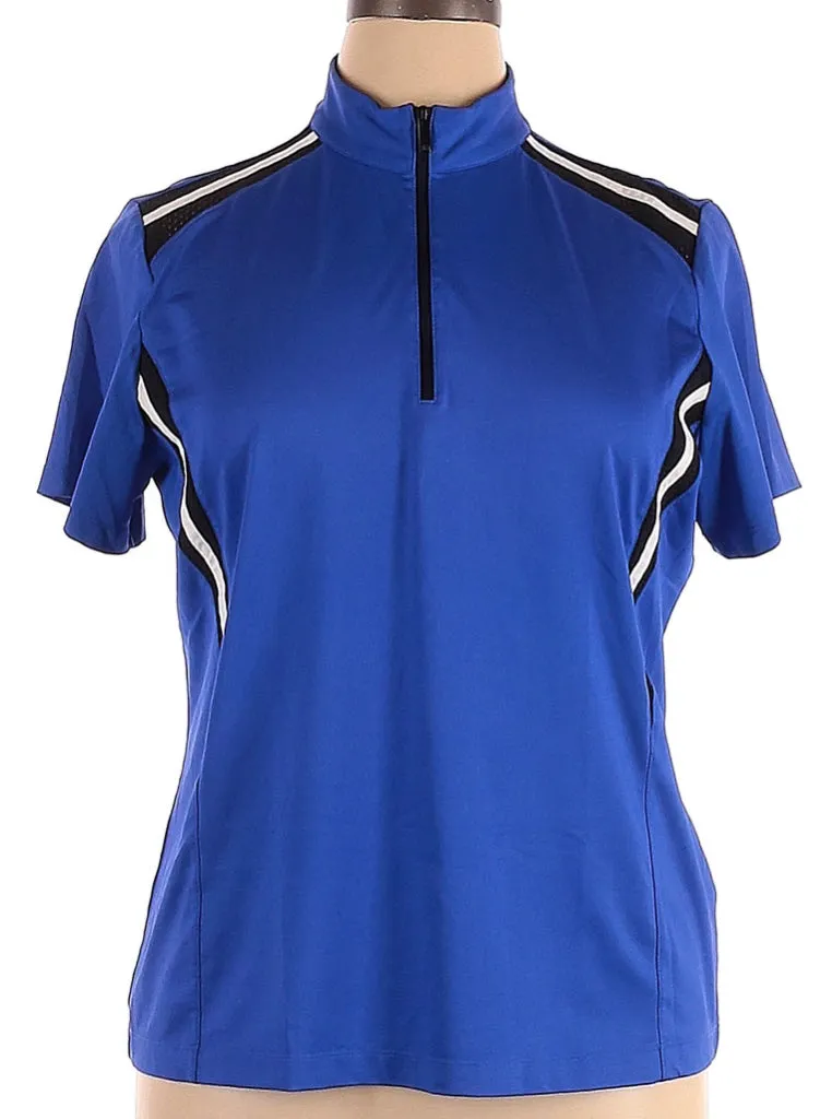Tail Royal Blue Short Sleeve Top w/ Black & White Racing Stripes Size XL
