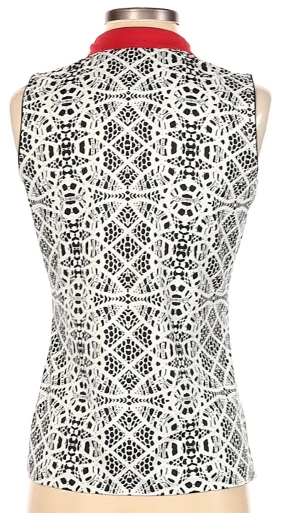 Tail Sleeveless Black & White Top with Red Accent Size XS  MSP$83