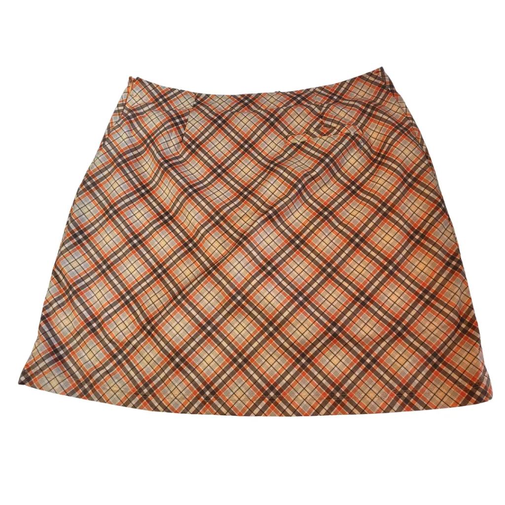 Tail Tech Brown, Yellow, and Orange Plaid Women's Golf Skort Size 12
