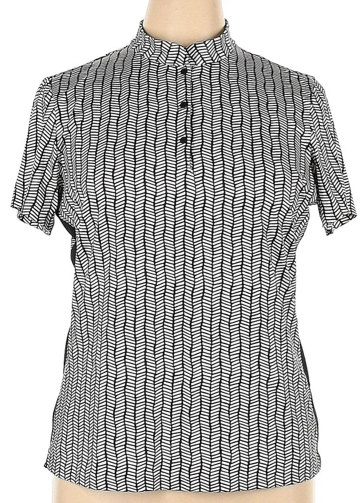 Tail White & Black Patterned Snap Golf Top Size XL. MSP$93