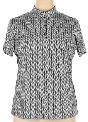 Tail White & Black Patterned Snap Golf Top Size XL. MSP$93