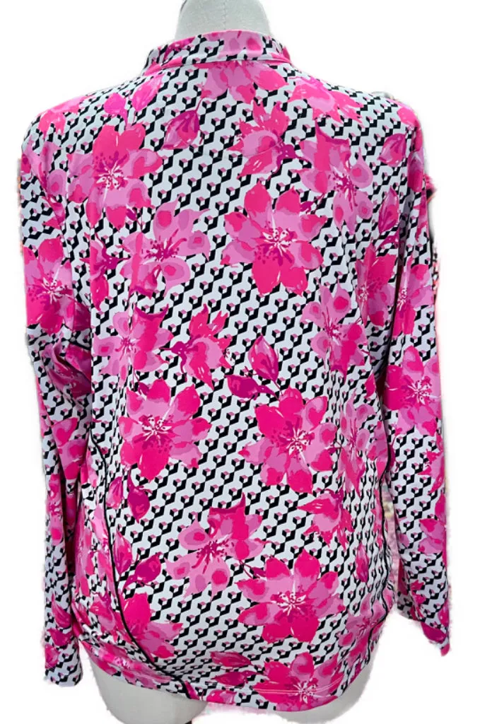 Tail White Label Hot Pink Floral & Geo Print Long Sleeve Pullover Size 2X. MSP$80
