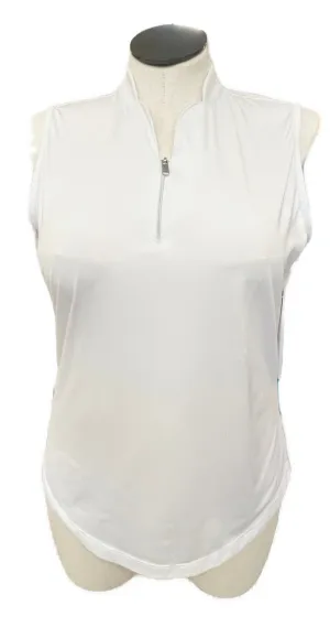 Tail White Label Women's White Sleeveless Golf top w/ Scallop Neckline Size XL MSP$90