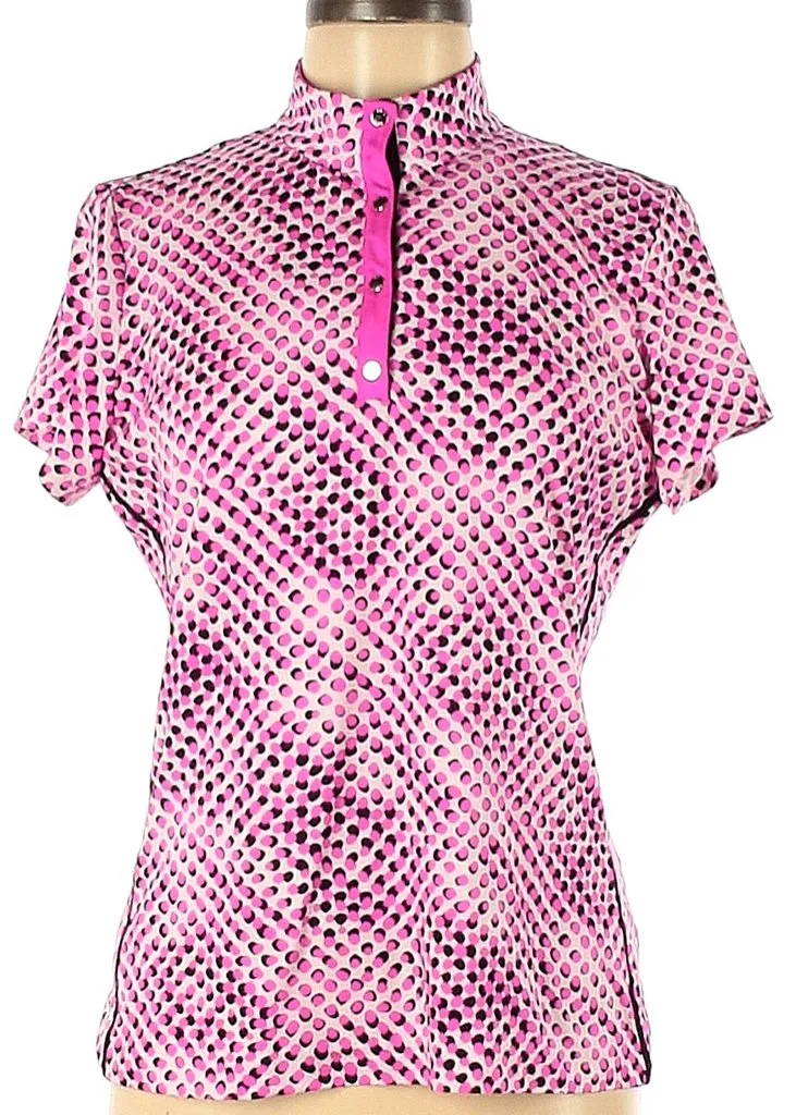 Tail White, Pink & Black Dot Polo Size M. MSP$89