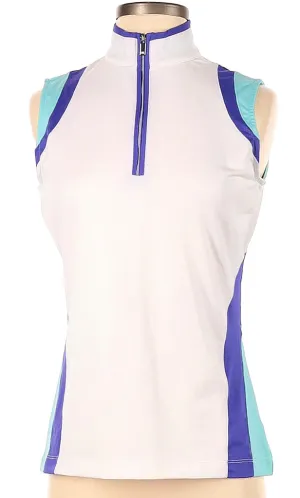 Tail White Sleeveless Polo with Aqua & Purple Accents Size S  MSP$89