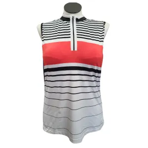 Tail Women's Black, White & Red Stripe Sleeveless Golf Top Size XL MSP$85