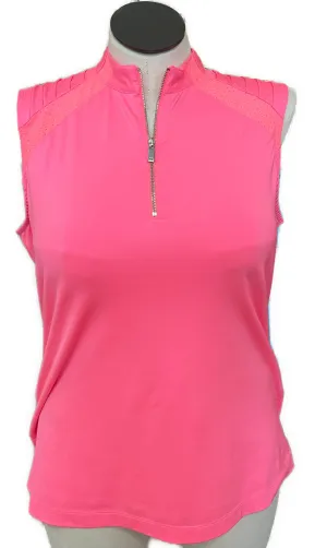 Tail Women's Pink Zip Mock Sleeveless Golf Top Size XL MSP$95