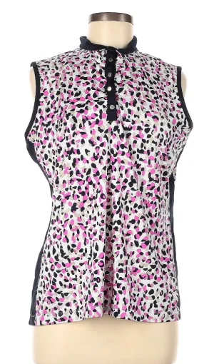 Tail Women's White, Pink & Black Animal Print Sleeveless Golf Top Size L