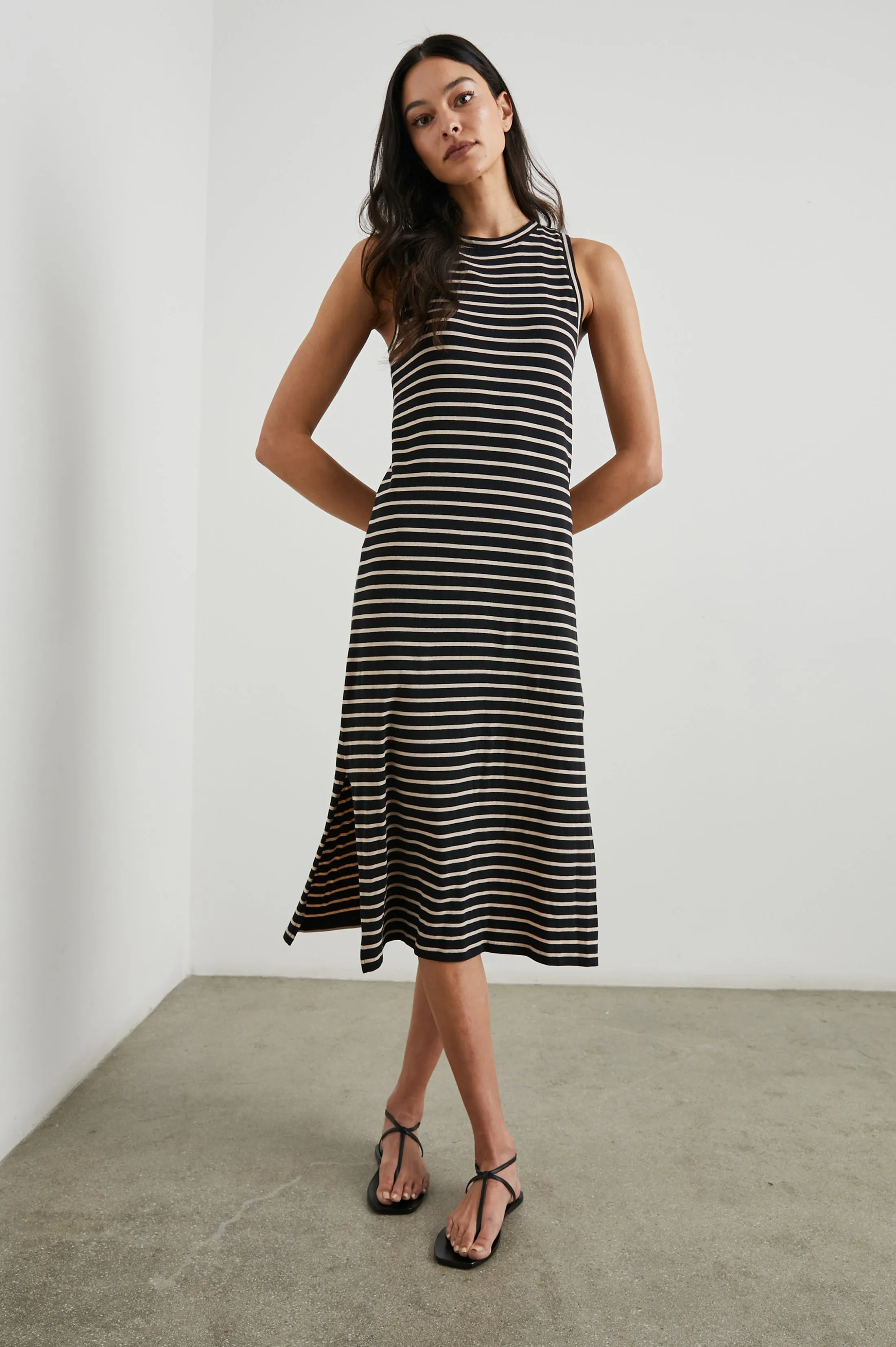 THE TANK DRESS - BLACK IVORY STRIPE Rails
