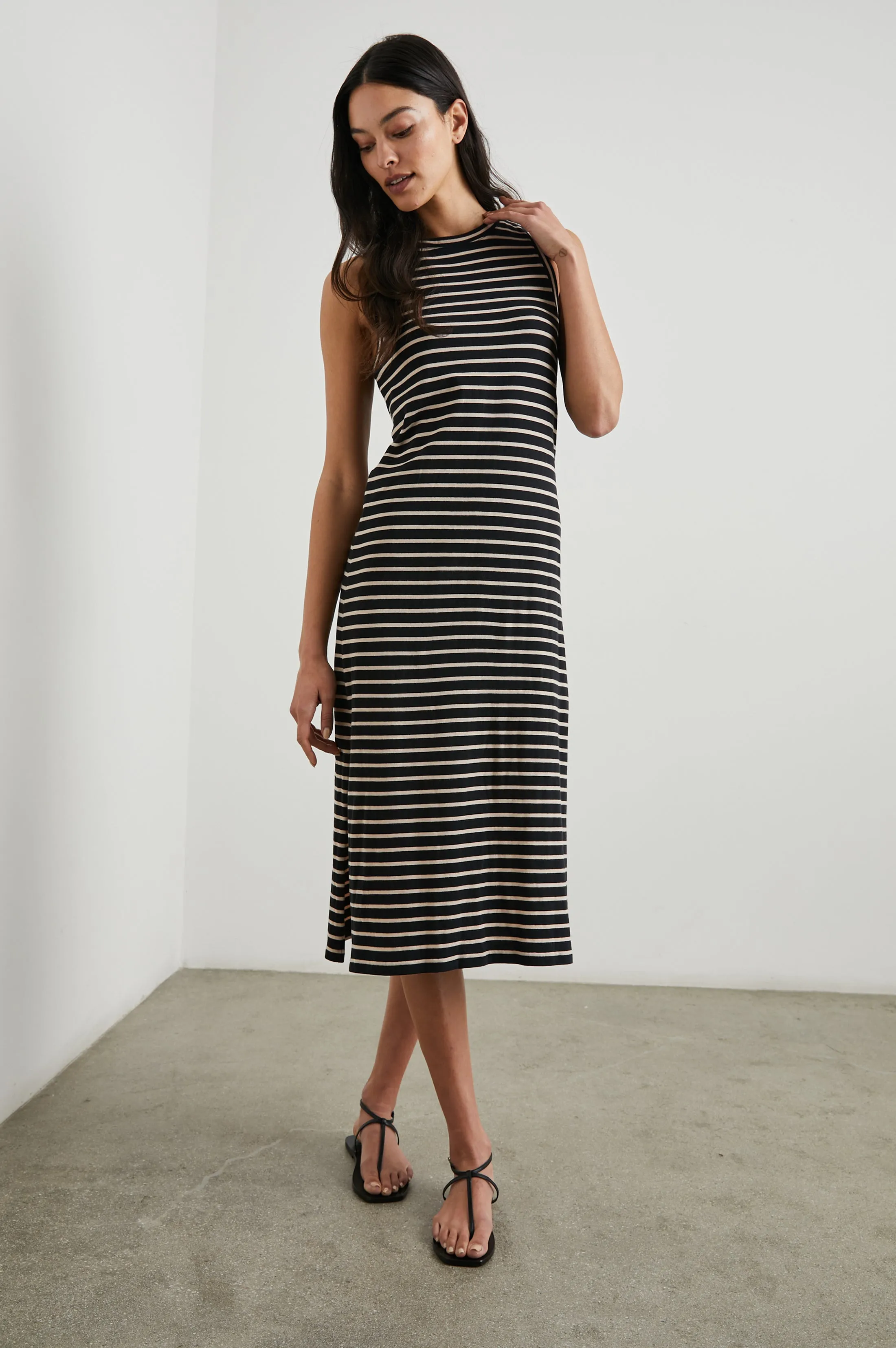 THE TANK DRESS - BLACK IVORY STRIPE Rails