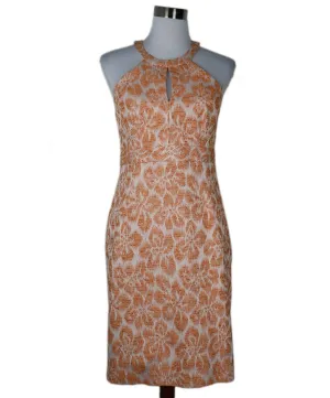 Trina Turk Orange & White Embroidered Dress sz 8