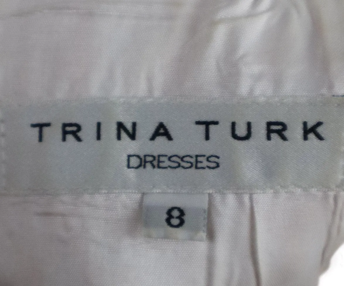 Trina Turk Orange & White Embroidered Dress sz 8