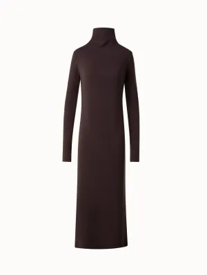 Tube Midi Dress with Turtle Neck in Wool Jersey 