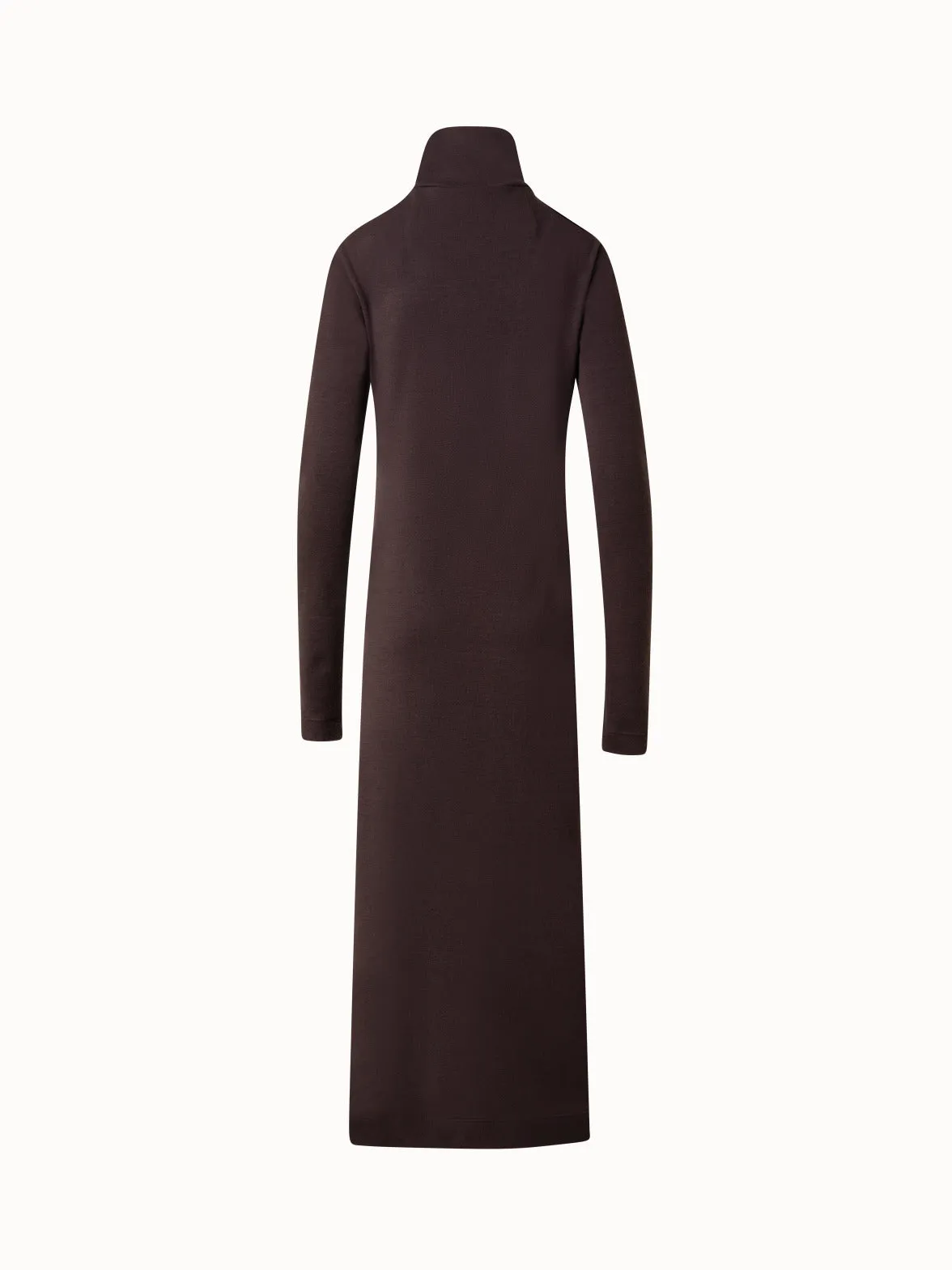 Tube Midi Dress with Turtle Neck in Wool Jersey 