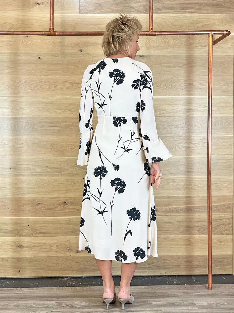 Twinset Dress Black Carnation and Snow Print