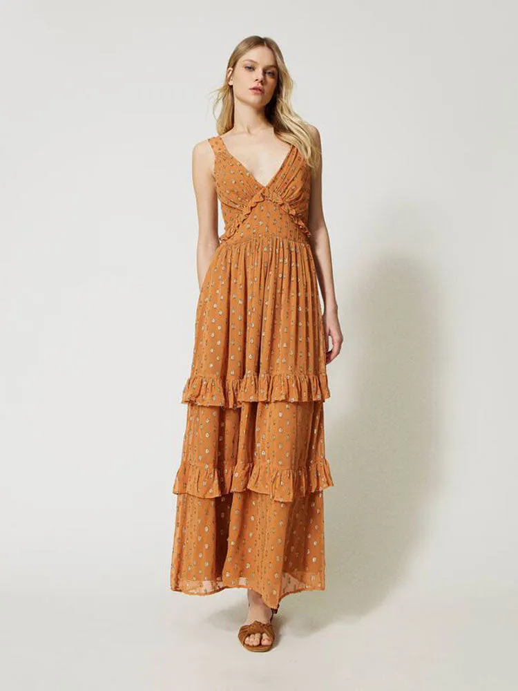 Twinset Long Georgette Dress Siena Chiaro