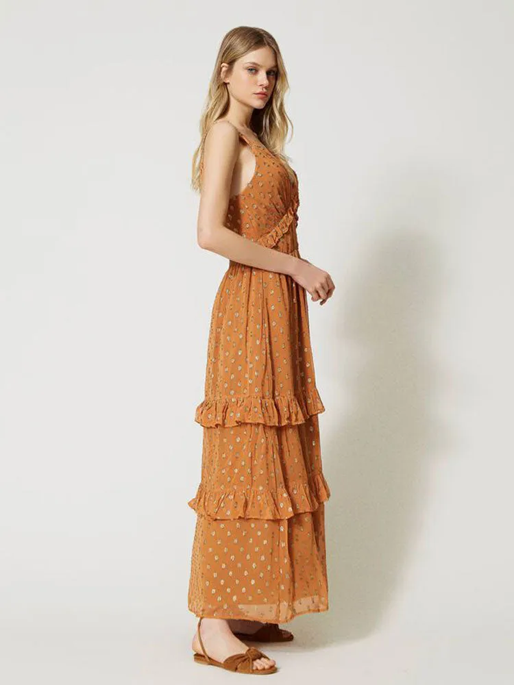 Twinset Long Georgette Dress Siena Chiaro