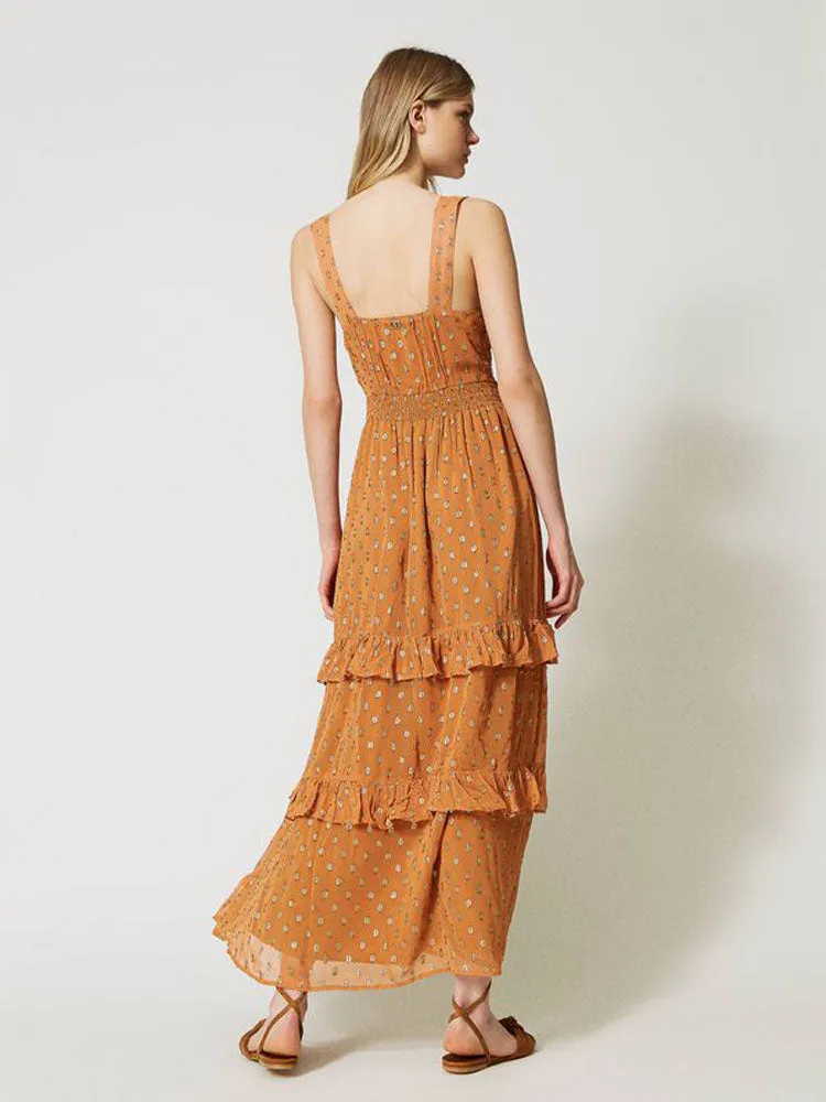 Twinset Long Georgette Dress Siena Chiaro