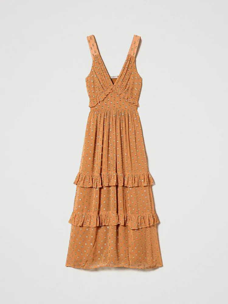 Twinset Long Georgette Dress Siena Chiaro