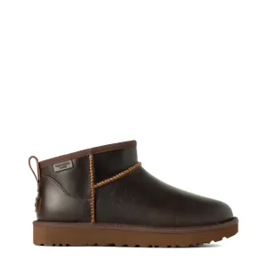 UGG Womens Classic Ultra Mini Leather Regen Boot Ironwood