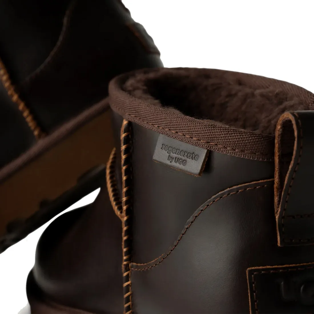 UGG Womens Classic Ultra Mini Leather Regen Boot Ironwood