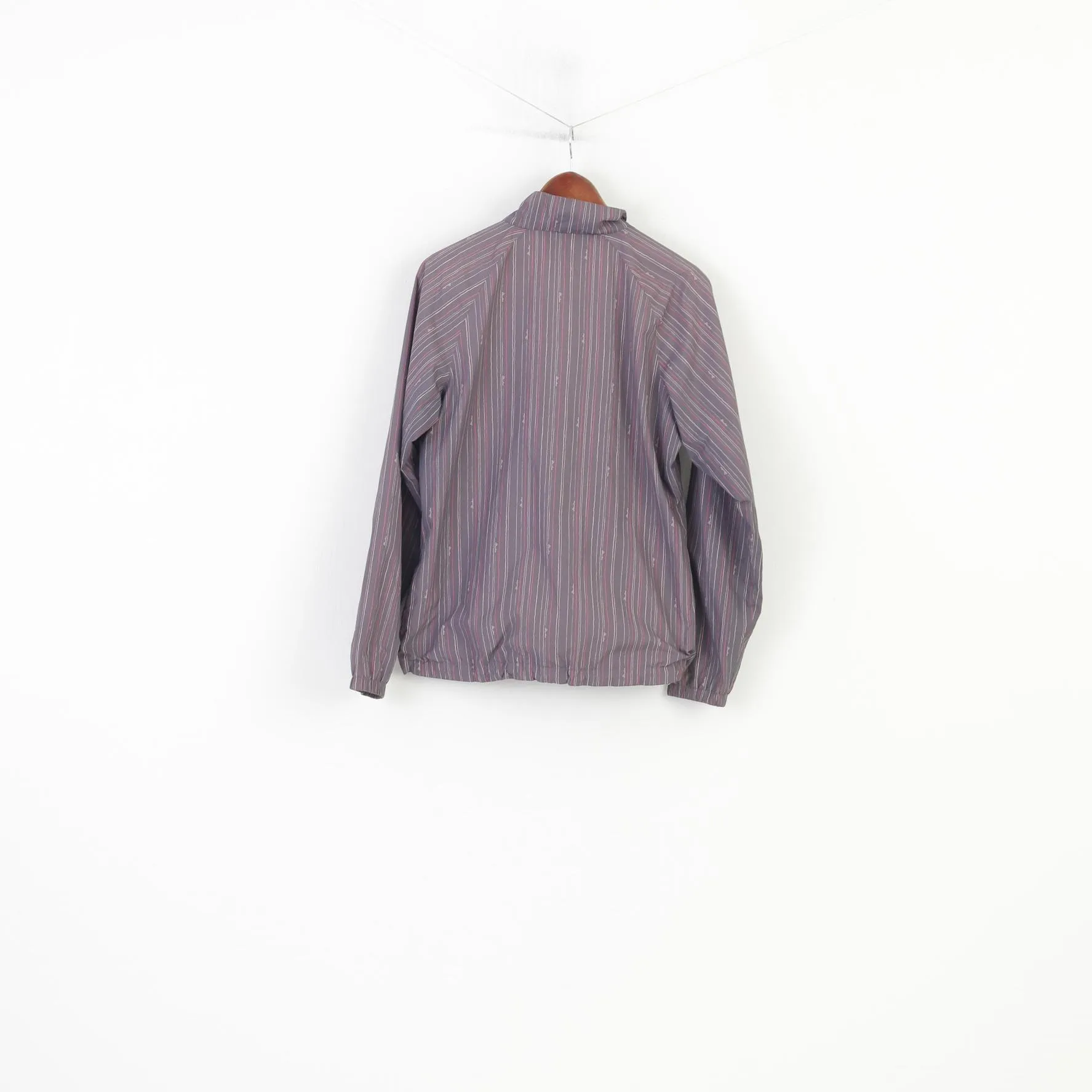Umbro Women 40 L Jacket Striped Pink Outwear Full Zipper Lightweight Vintage Top
