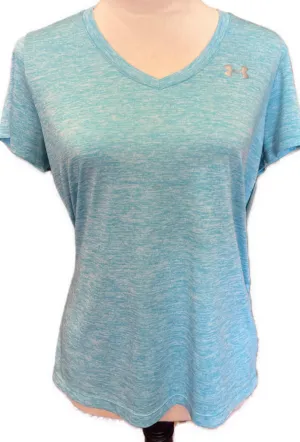 Under Armour Blue Heather V-Neck Workout Top  Size L MSp$30