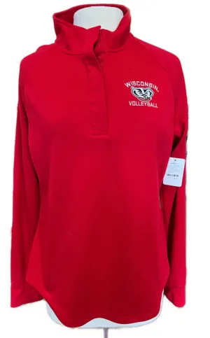 Under Armour Red Snap Pullover with Wisconsin Volleyball Logo Size XL MSP$70