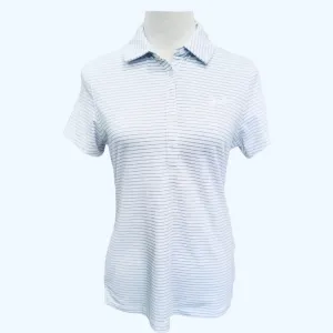 Under Armour White Women's Golf Polo w/ Pale Blue Stripes Size S