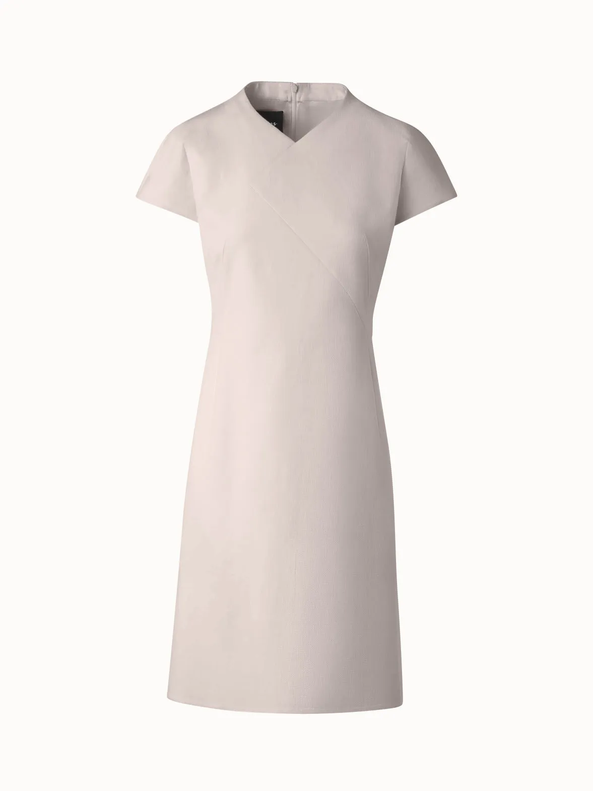 V-Neck Sheath Dress in Cotton Silk Double-Face 