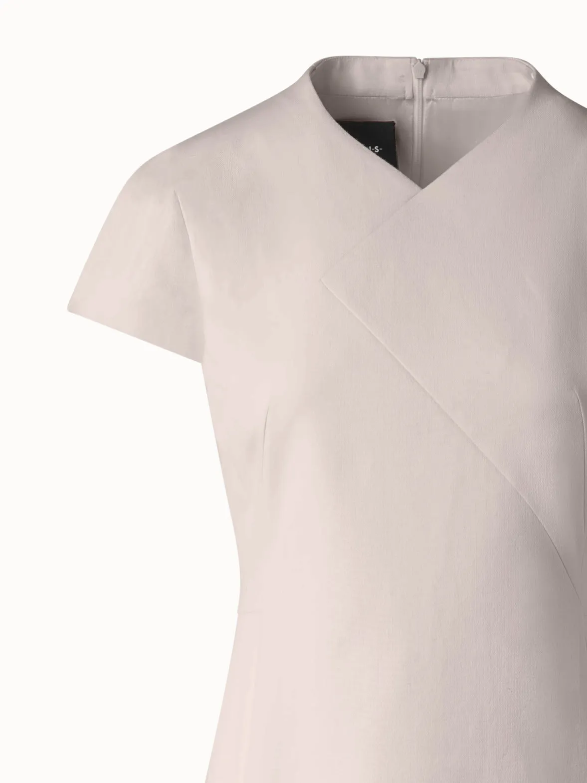V-Neck Sheath Dress in Cotton Silk Double-Face 