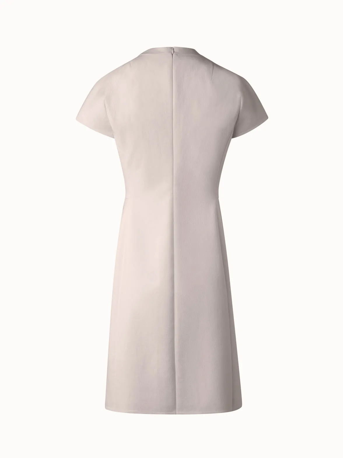 V-Neck Sheath Dress in Cotton Silk Double-Face 