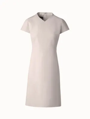 V-Neck Sheath Dress in Cotton Silk Double-Face 