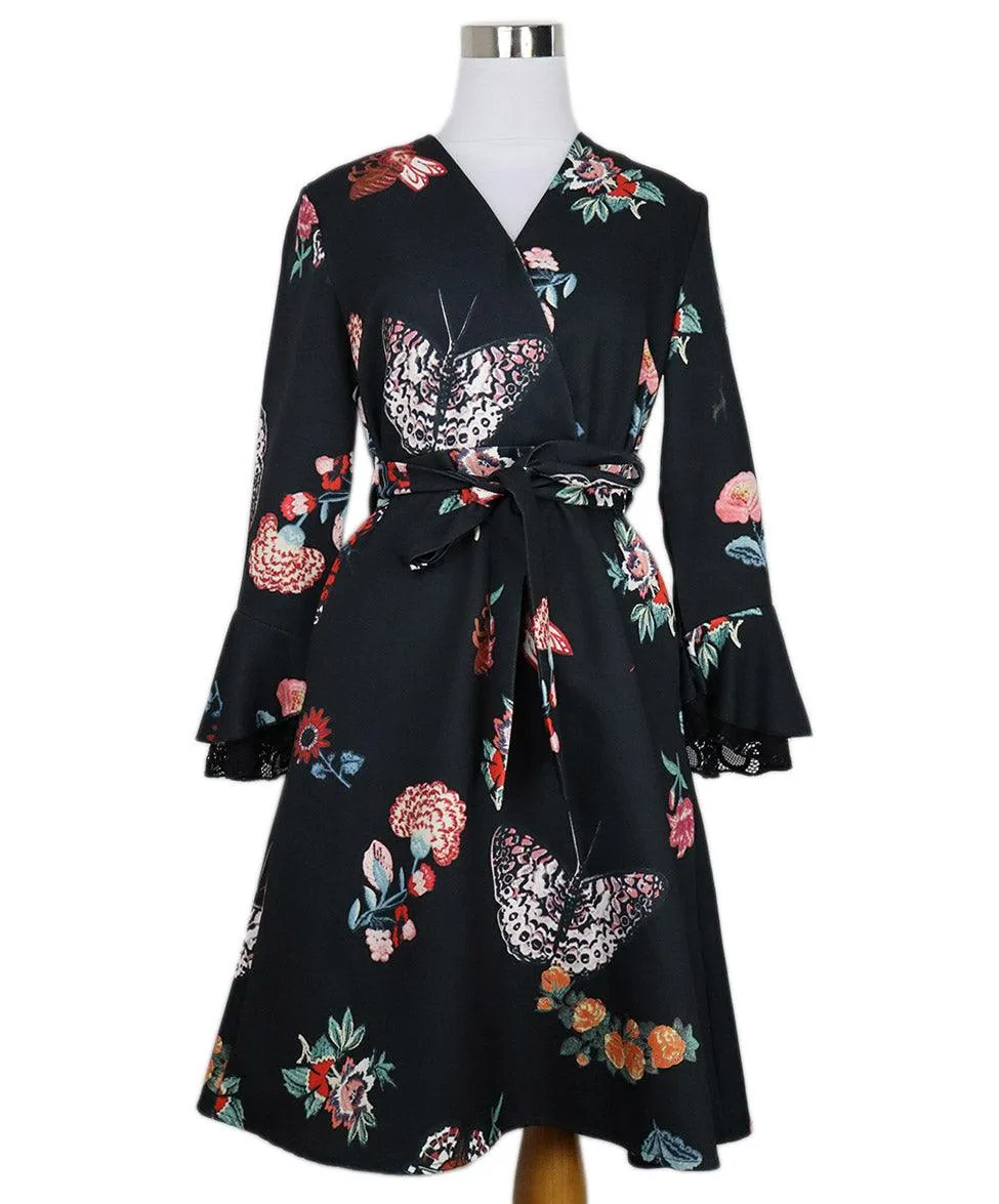 Valentino Black & Multicolor Floral Print Dress sz 6