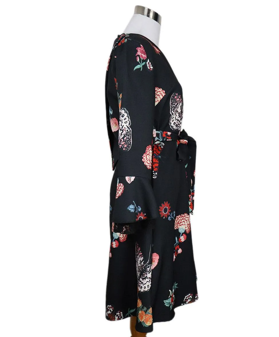 Valentino Black & Multicolor Floral Print Dress sz 6