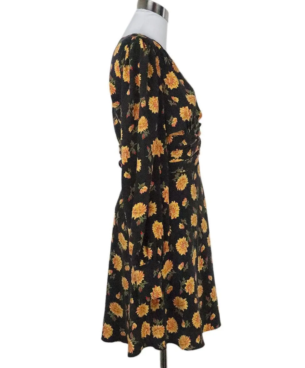 Veronica Beard Black & Yellow Floral Dress sz 2