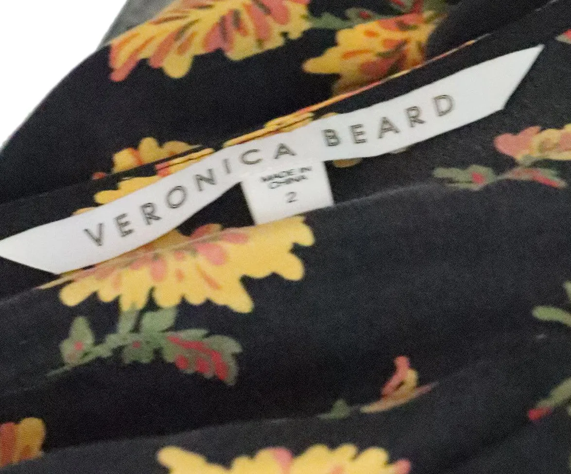 Veronica Beard Black & Yellow Floral Dress sz 2