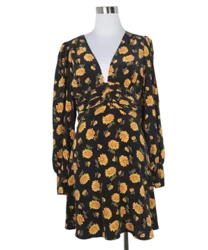 Veronica Beard Black & Yellow Floral Dress sz 2