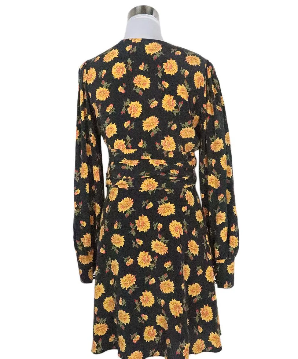 Veronica Beard Black & Yellow Floral Dress sz 2