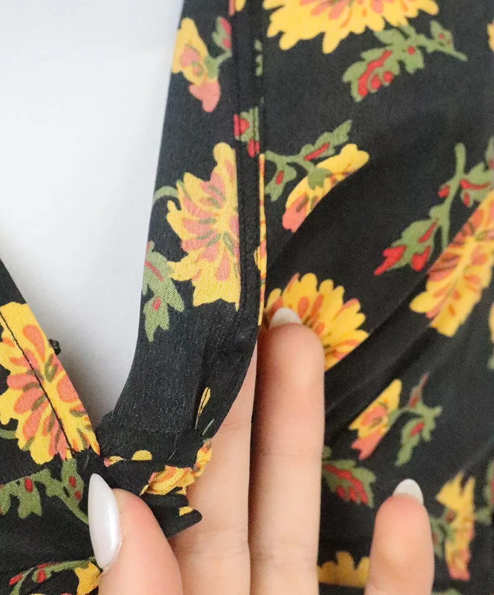 Veronica Beard Black & Yellow Floral Dress sz 2
