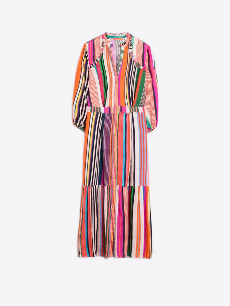 Vilagallo Brielle Dress Stripes Jacquard Print