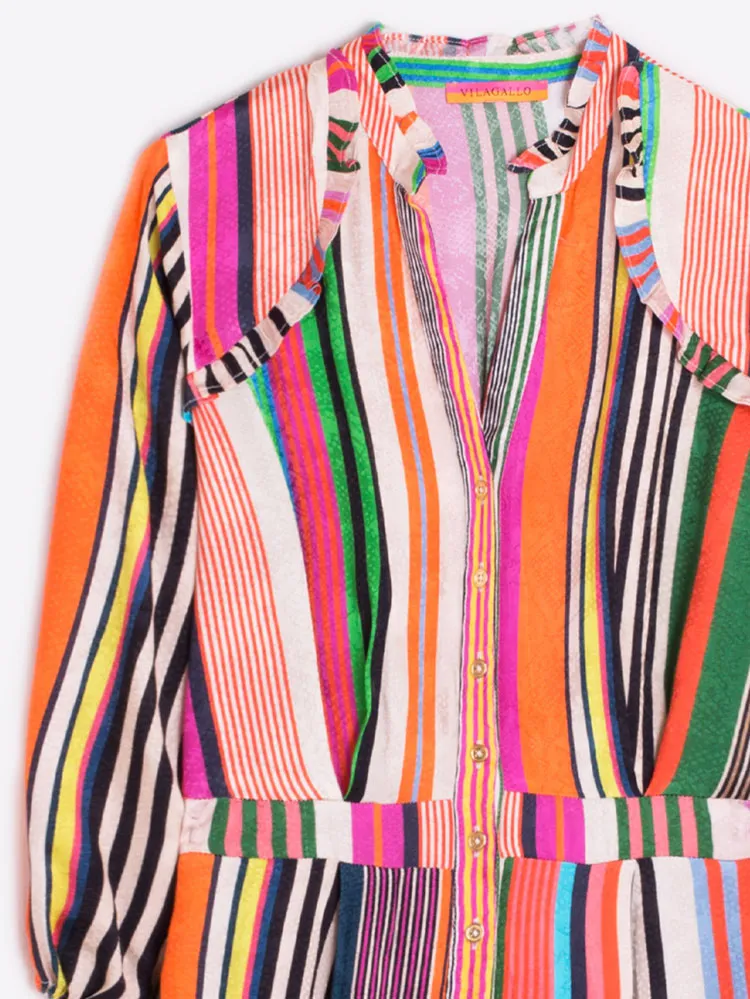 Vilagallo Brielle Dress Stripes Jacquard Print