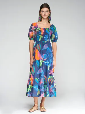 Vilagallo Dress Navy Jungle Tropical
